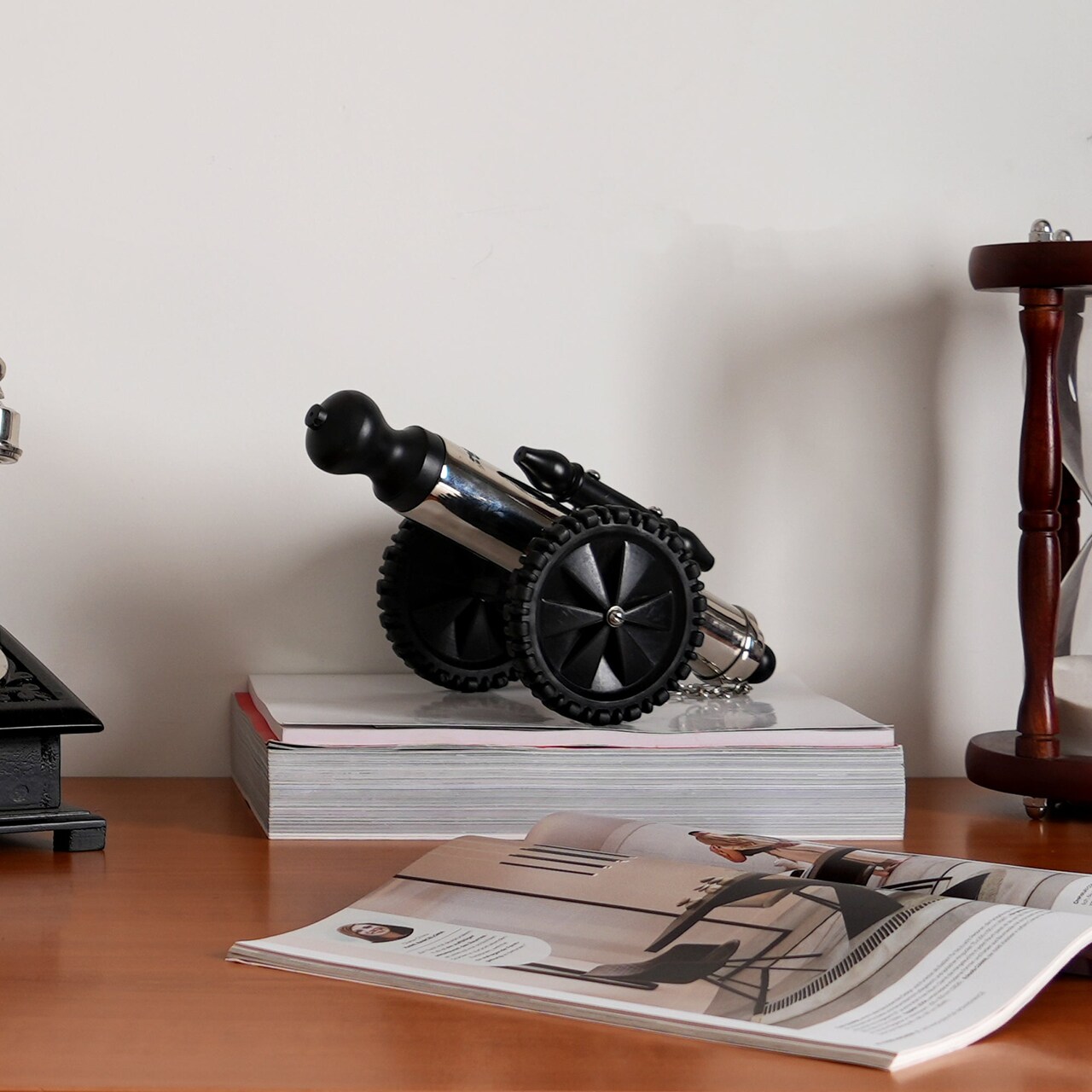 Antique-Style Cannon Sculpture – Vintage Decorative Accent for Tabletop-12x7x5.75"